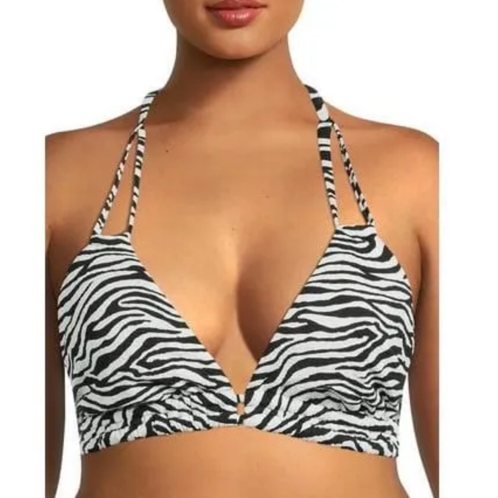 Time and Tru Black and White Zebra Bikini top 2X plus size